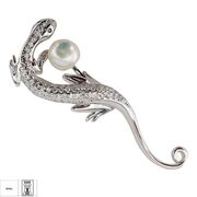 Brosa argint soparla cu perla Kira