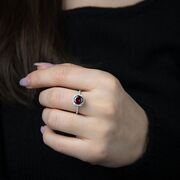 Inel argint logodna zirconiu rosu Thia marimea 56