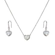 Set argint lant si cercei inima cu sidef Thia