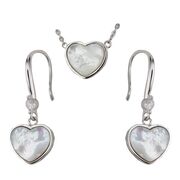 Set argint lant si cercei inima cu sidef Thia