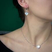 Set argint lant si cercei inima cu sidef Thia