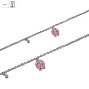 Bratara argint flturas email roz Fly