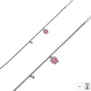 Bratara argint flturas email roz Fly