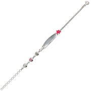 Bratara argint copii placuta cu steluta roz