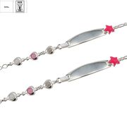 Bratara argint copii placuta cu steluta roz