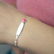 Bratara argint copii placuta cu steluta roz