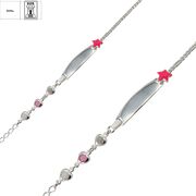 Bratara argint copii placuta cu steluta roz