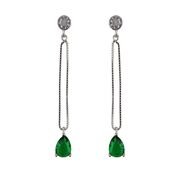 Cercei lungi argint lacrima verde Thia