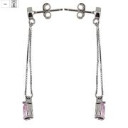 Cercei lungi argint lacrima roz Thia