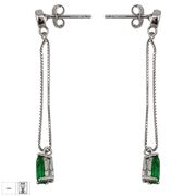 Cercei lungi argint lacrima verde Thia