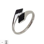 Inel argint romburi negre reglabil Kala