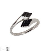 Inel argint romburi negre reglabil Kala