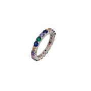 Inel argint tip verigheta multicolora Rainbow marimea 52