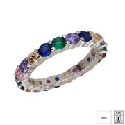 Inel argint tip verigheta multicolora Rainbow marimea 52