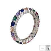 Inel argint tip verigheta multicolora Rainbow marimea 52