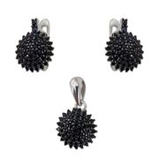 Set argint elegant cu zirconii negre Daire