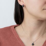 Set argint elegant cu zirconii negre Daire