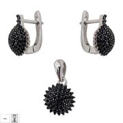 Set argint elegant cu zirconii negre Daire