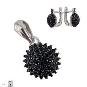 Set argint elegant cu zirconii negre Daire