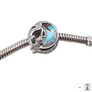 Talisman argint semiluna colorata si pisica