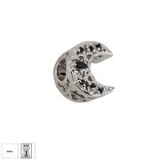 Talisman argint semiluna zirconii negre