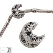 Talisman argint semiluna zirconii negre