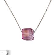 Lant argint cu pandantiv crystal roz Thia