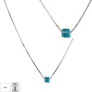 Lant argint cu pandantiv crystal aquamarin Thia