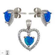 Set argint inima opal Blue