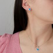 Set argint inima opal Blue