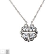 Lant argint trifoi si inima reversibil Lucky