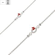 Bratara argint copii fluturas email Red