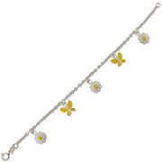 Bratara argint copii fluturasi email Yelow