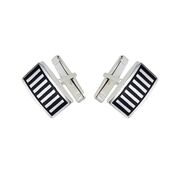 Butoni argint dreptunghiulari Rows