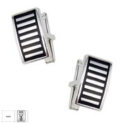 Butoni argint dreptunghiulari Rows