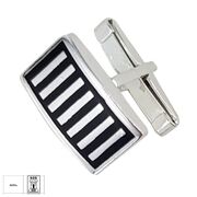 Butoni argint dreptunghiulari Rows