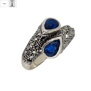 Inel argint elegant hematite Duo blue