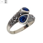 Inel argint elegant hematite Duo blue