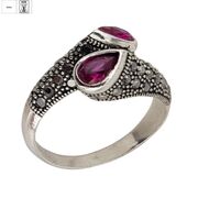 Inel argint elegant hematite Duo fucsia