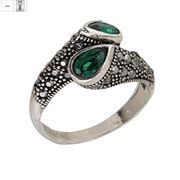 Inel argint elegant hematite Duo green