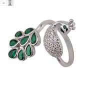 Inel argint elegant paun Green