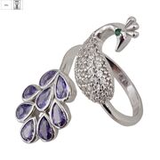 Inel argint elegant paun Purple