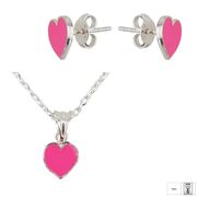 Set argint copii inima Pink