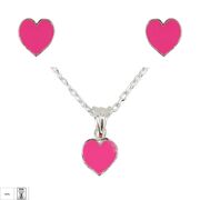 Set argint copii inima Pink