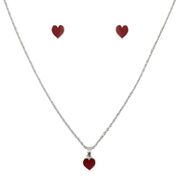 Set argint copii inima Red