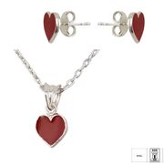 Set argint copii inima Red