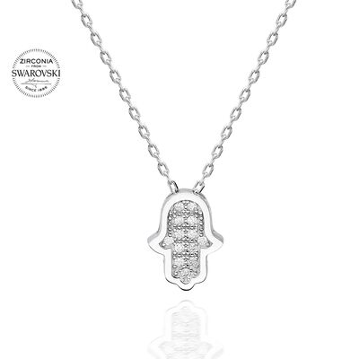 Lant din Argint 925 cu pandantiv palma fatimei cu cristale swarovski