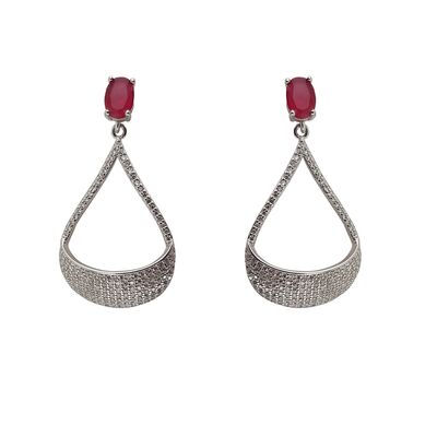 Cercei argint eleganti cu zirconiu roz