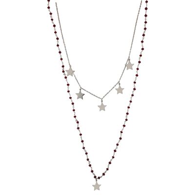 Lant argint, stil rozariu, cu stelute si coral