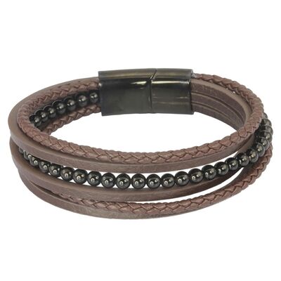 Bratara cafenie, AAB, pentru barbati, din otel inoxidabil, MBSS26-35